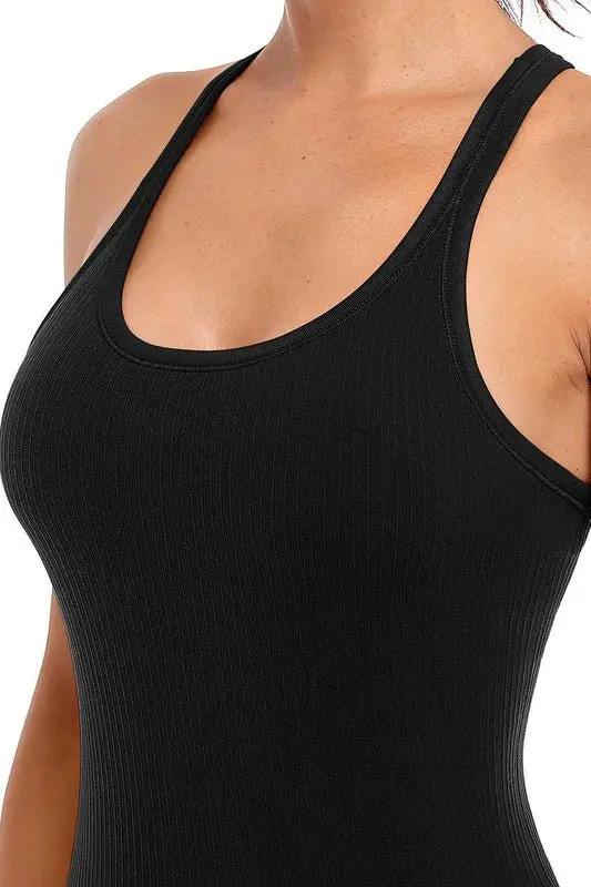 Ribbed Workout Tank Tops with Built in Bra for Women - Love Salve